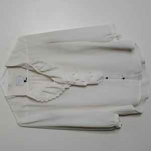 HD in Paris anthro womens ruffled scalloped ivory long sleeve blouse size 4